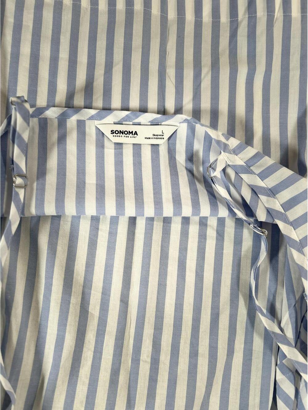 Sonoma Light Blue and White Striped Sleeveless‎ Top, Size Large